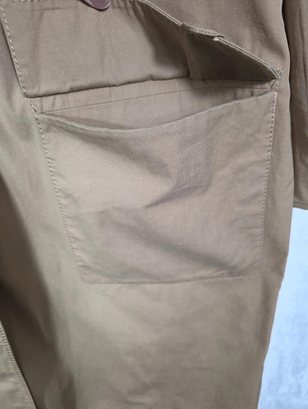 Women's Vintage Trench Coat XL Tan Military Gold Crest Buttons Oversized